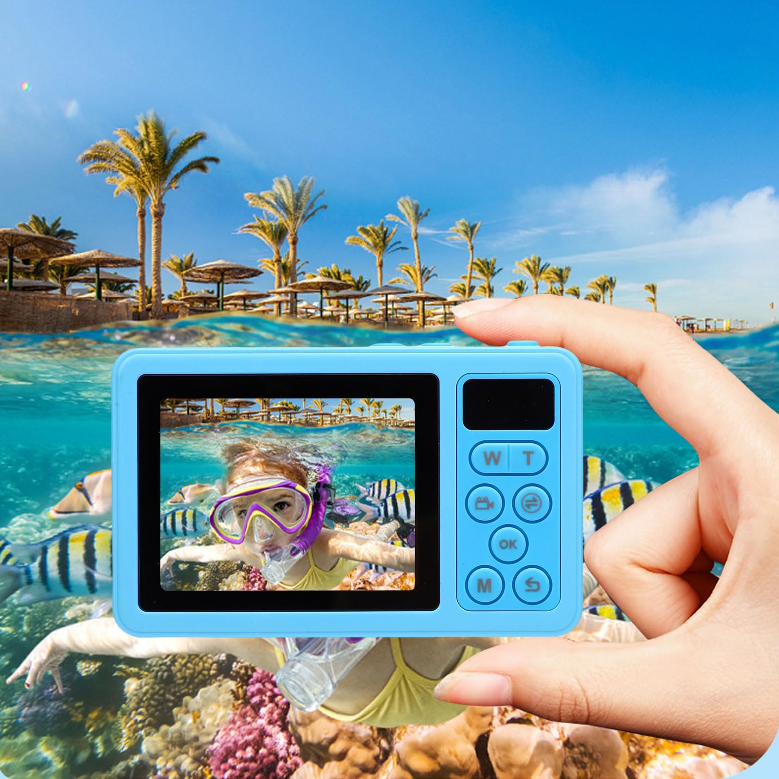 SENECESLI Kamery 4K do Fotografii, Cyfrowa Kamera Vlogging 48MP dla YouTube, Kompaktowa Kamera Podróżna z 18x Zoom, Podwójny Ekran do Selfie, 128 GB Rozszerzalny (BLUE)