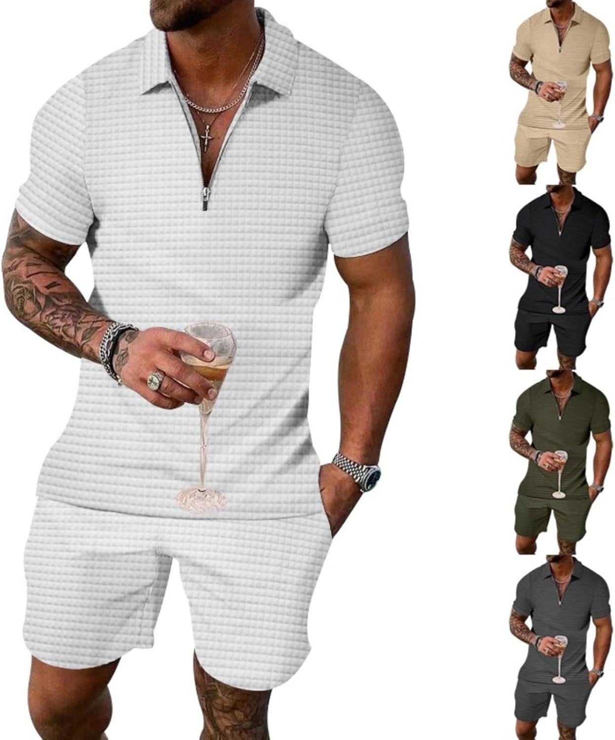 Men's Casual Shorts Knit Drawstring Loose Fit Bottoms Summer Pants