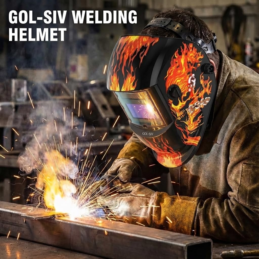 Welding Helmet Auto Darkening - True Color Wide View Welding Shield - 0.1ms Response Time- Optical Grade 1/1/1/1 - Adjustable Wide Shade for SMAW, MIG, TIG, GTAW-Lightweight for Extended Wear