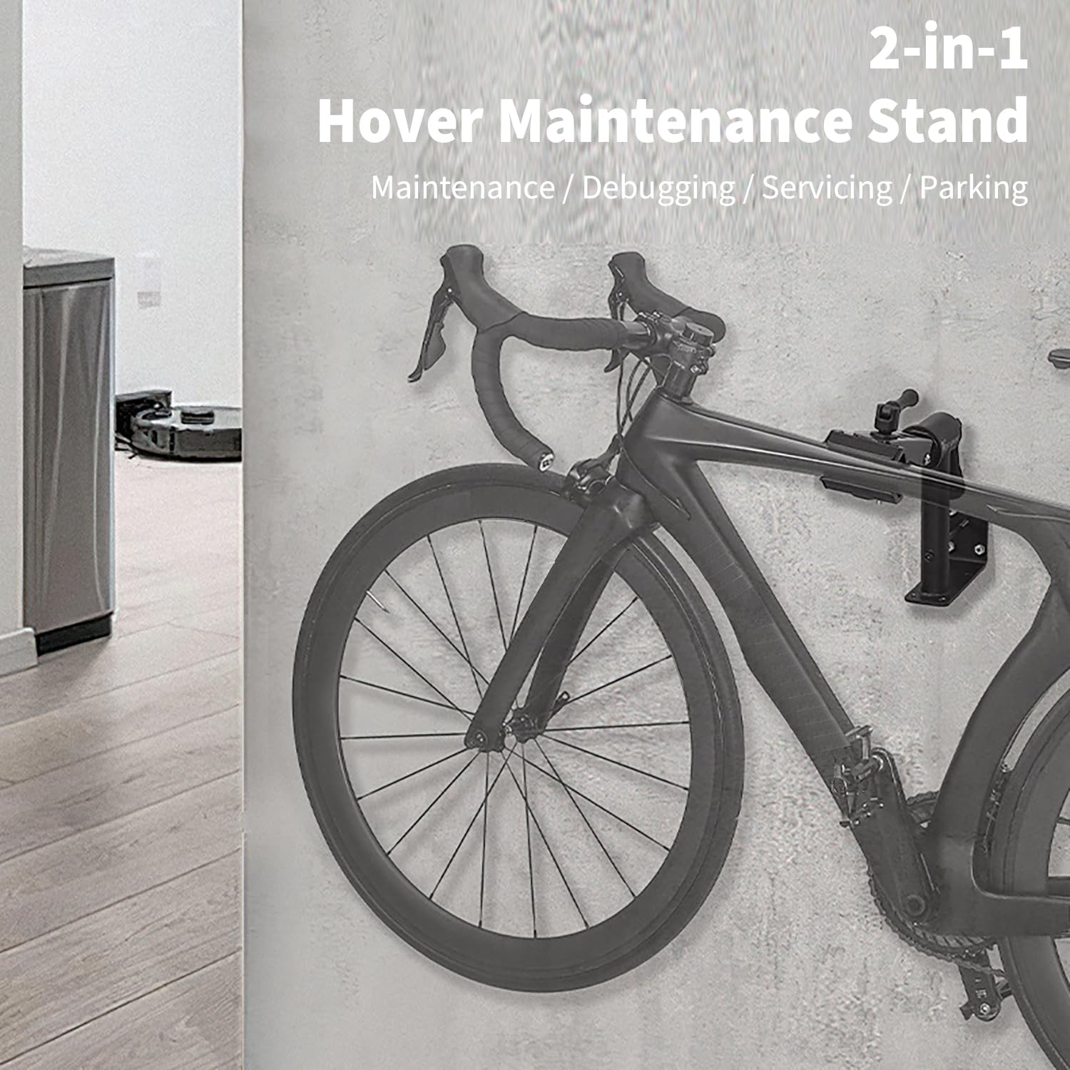 2 en 1 Support Velo Mural, Pied Atelier Velo, Montage Mural et Établi Stable, Rotatif à 360°, Capacité 40kg pour VTT et Vélos de Course pour Entretien et Réparation Bicyclette