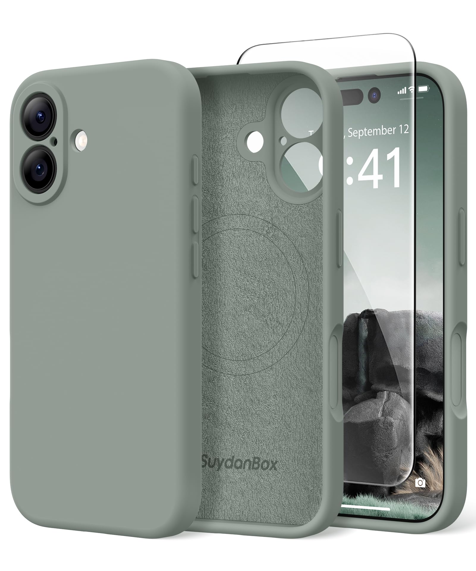 Magnetic for iPhone 17 Case Silicone Calke Green