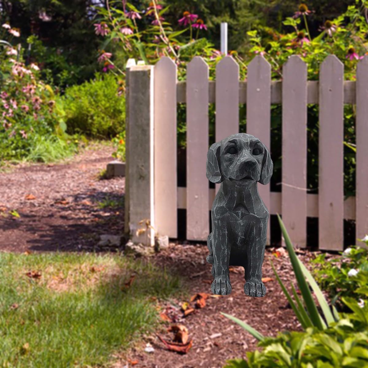 Clever Resin Dog Figurine for Garden Gray Retriever Statue Extraordinarily Life-Like Labrador Dog Statue Home Decor Amazing Likeness Hand Painted Resin 11 inch