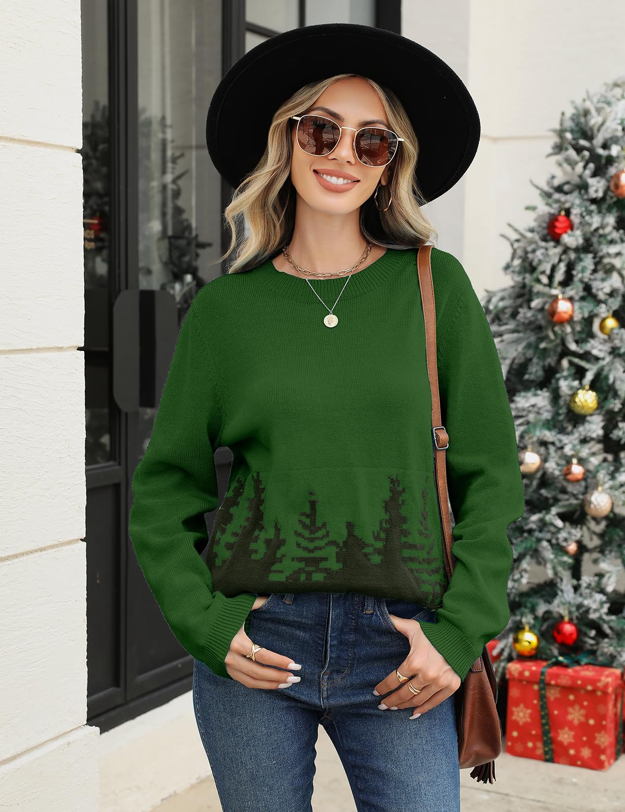 Sweter damski na co dzień, okrągły dekolt, sweter z dzianiny, ciepły, miękki, luźny sweter zimowy, sweter damski, z nadrukiem, sweter