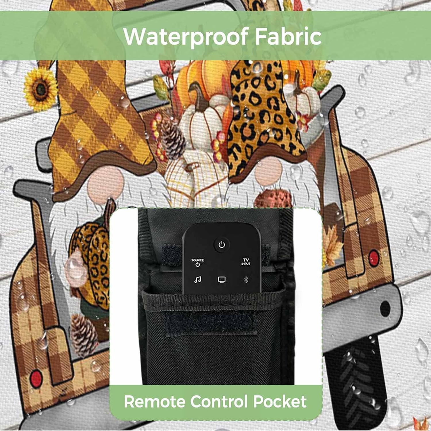 Truck for Thanksgiving Outdoor TV Cover Gnome Fall Pumpkin Wood Grain Waterproof and Weatherproof 30"-32" LCD Movable Shield TV Display Screen Protector Outside Television Covers 30"Wx19"H