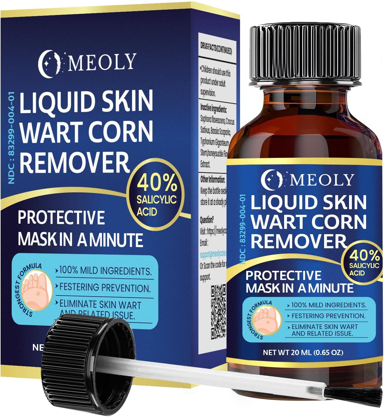 MEOLY Fast-Acting Wart Remover: 40% Salicylic Acid Wart Remover Maximum Strength for Plantar Wart, Corn Men and Women
