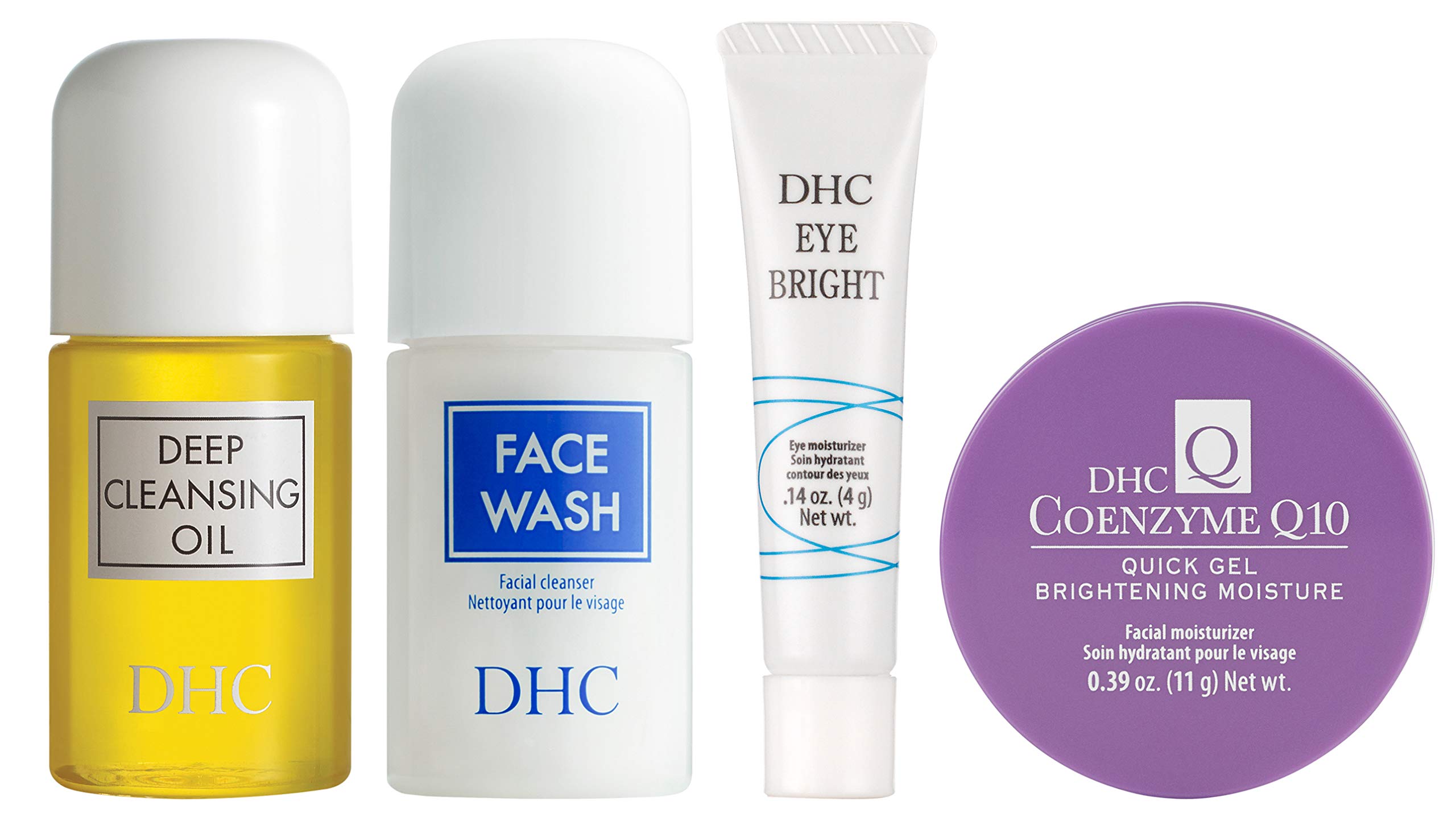 Dhc Brightening Travel Essentials Includes Deep Cleansing Oil Mini 1 Fl Oz Face Wash Mini 1 Fl Oz Eye Bright Mini 0 14 Oz And Coq10 Quick Gel Brightening Moisture Mini 0 39 Oz
