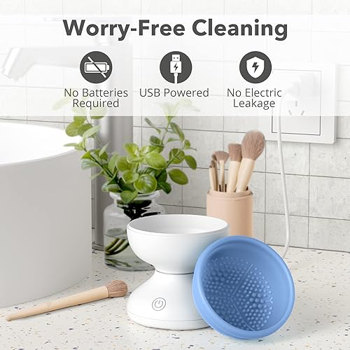 Miniatura 5 de Alyfini - Máquina limpiadora de brochas de maquillaje eléctrica, portátil, automático, USB, para todos los tamaños, juego de brochas de maquillaje