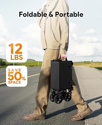 Miniatura 4 de Carro plegable 3 en 1 que se convierte en banco, carrito plegable de 220 libras con ruedas, carrito de compras de 120 L para comestibles, carrito