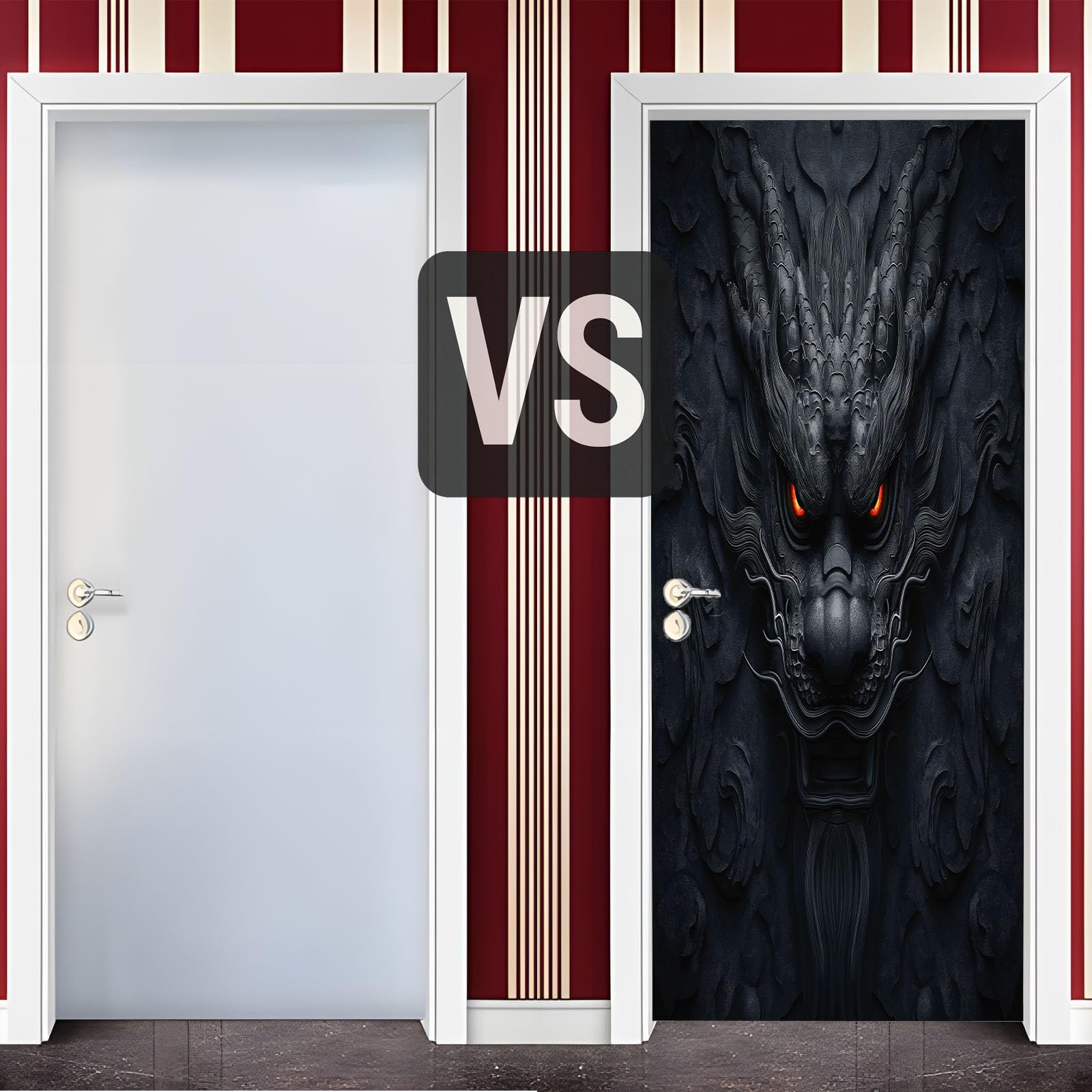 Tapeta na drzwi, samoprzylepna, abstrakcyjny mur z kamienia, chiński smok, plakat na drzwi, sztuka orientalna, naklejka na drzwi, wodoszczelna, zdejmowana fototapeta, obraz ścienny do salonu, sypialni