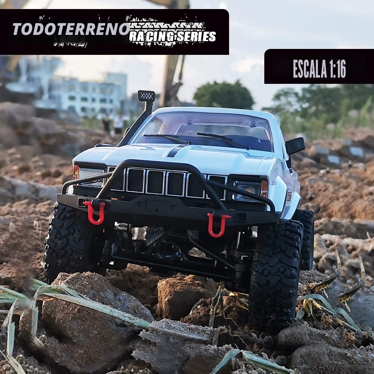 Mostop Camión teledirigido 1:16, Escala Completa 4WD Off-Road RC Camión, RC Car con 2 baterías y Control de dirección de Ritmo, Modelo de Velocidad de elevación, Juguete Adecuado para niños