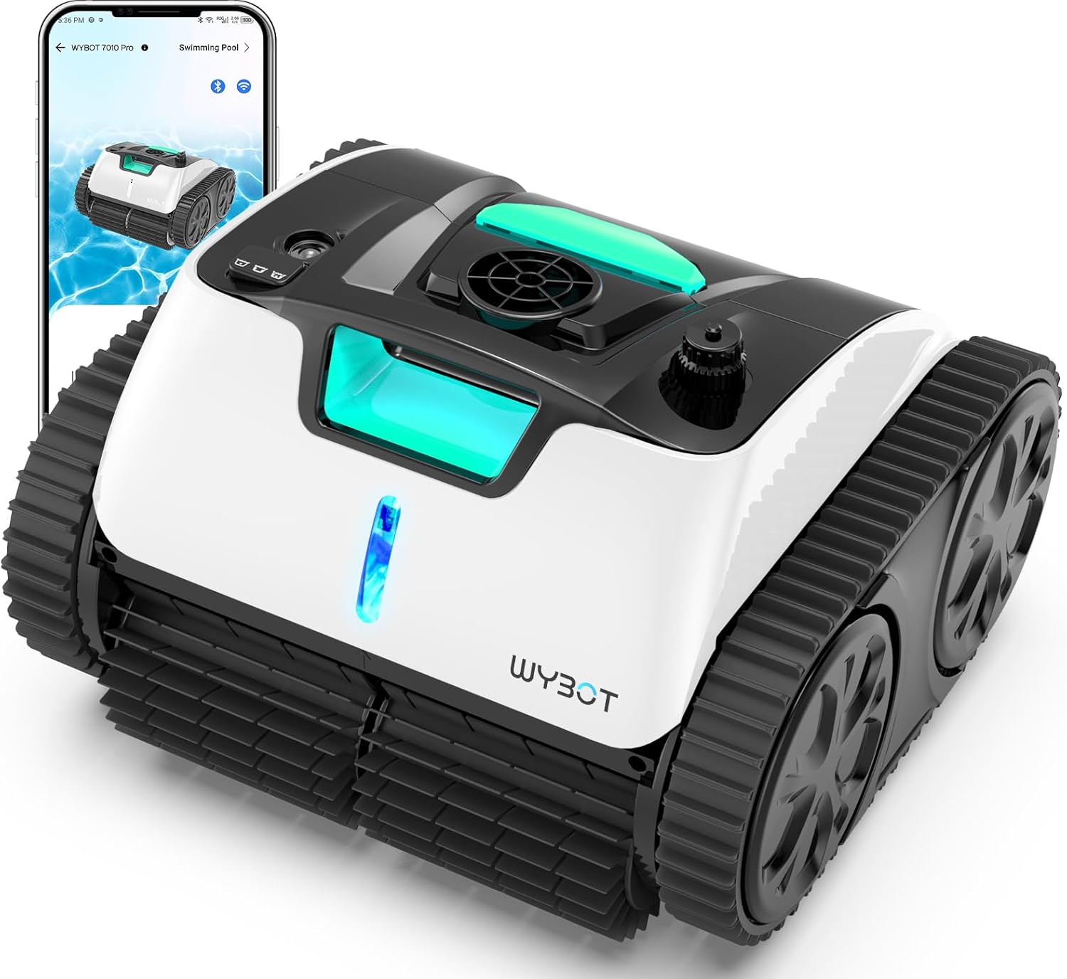 WYBOT Premium Cordless Pool Vacuum, Robotic Pool Cleaner with Smart Mapping, Powerful Suction, APP Mode, 180mins Runtime, Wall Climbing Cleaning Vacuum for Inground Pools