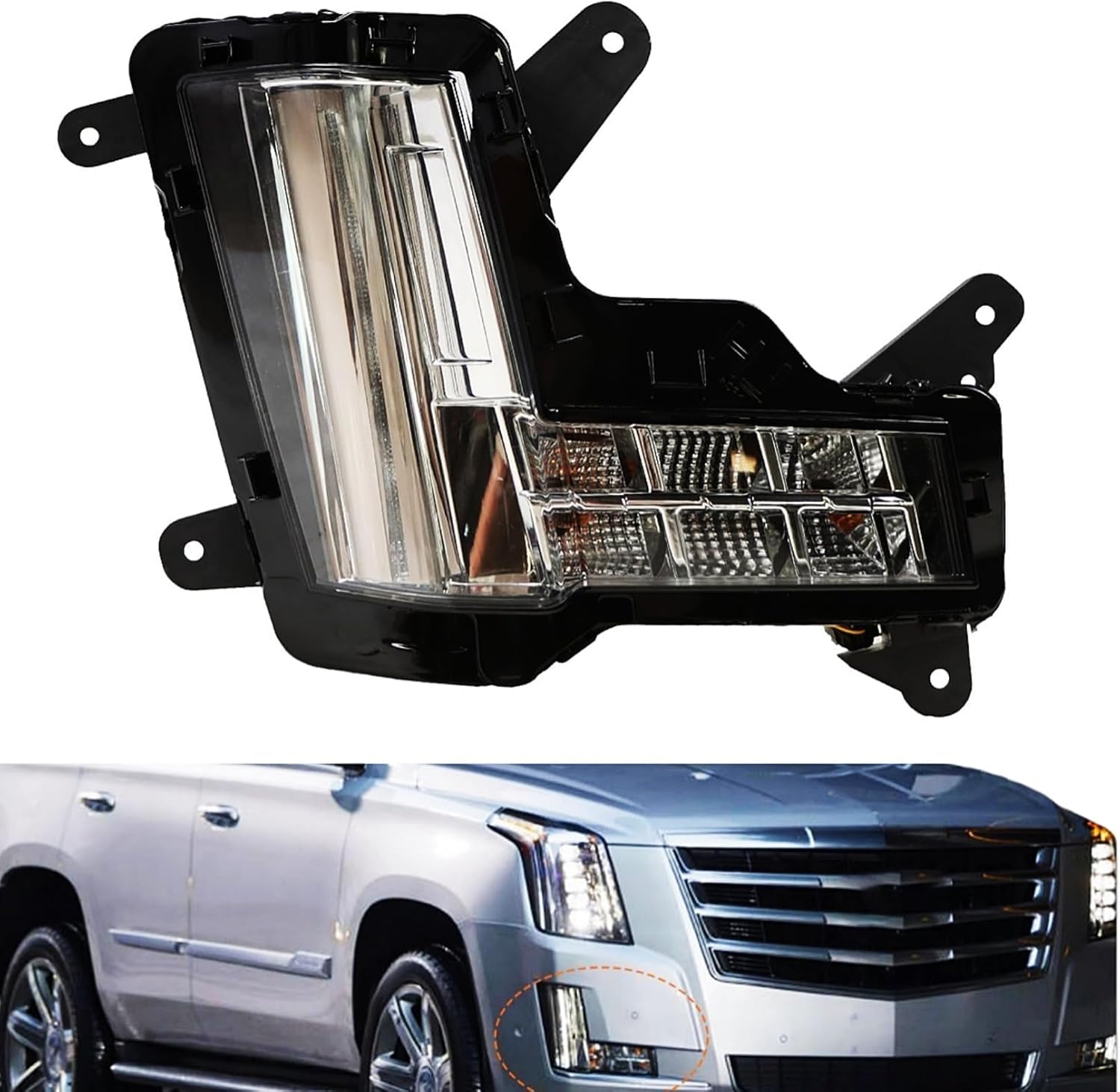 Right Fog Light Assembly Compatible with 2015-2020 Escalade Turn Signal Light Daytime Running Light w/o Crash Brake Passenger Side GM2531138 84575580