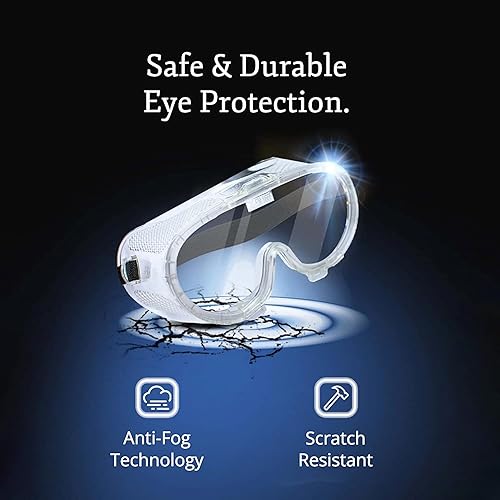 Miniatura 2 de Aqulius Safety Goggles - Direct-Vented & Comfort Fit Goggles for Work - Anti-Fog Bulk Safety Glasses - Protective Eyewear for Dust - Pack of 10,