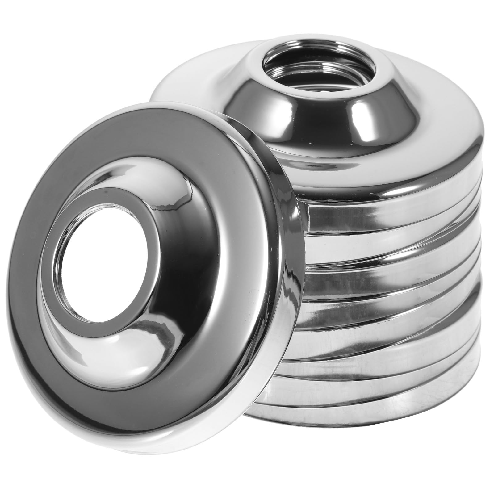 Cache-bride inox 80mm tuyauterie rosace murale ronde WOONEKY pour vanne d'angle