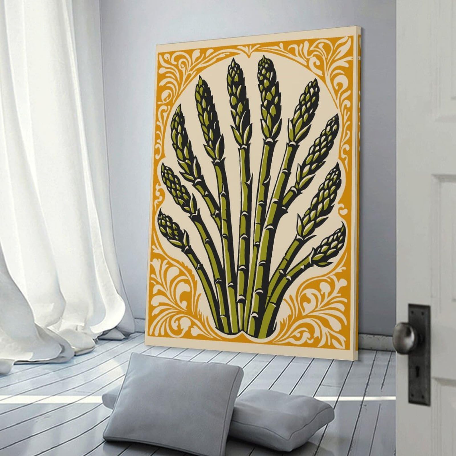 Junmoney Wall Picture Print Stylized Asparagus Bunch, 24x36inch(60x90cm), for Living Room, Lounge Or Sitting Room, Modern Wall Decor for Cosy Interiors