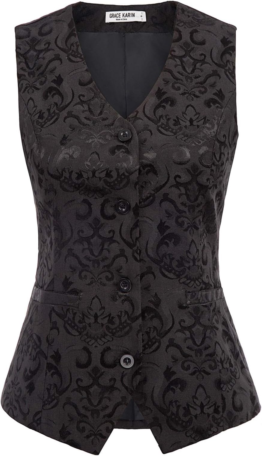 Womens Waistcoat Vest Vintage Steampunk Dress Jacquard Jacket