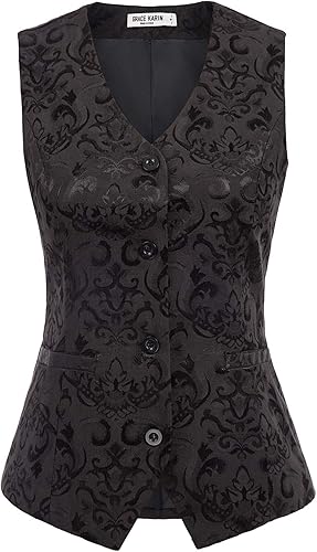 GRACE KARIN Chaleco Waistcoat para Mujer Vestido Vintage Steampunk Chaqueta Jacquard