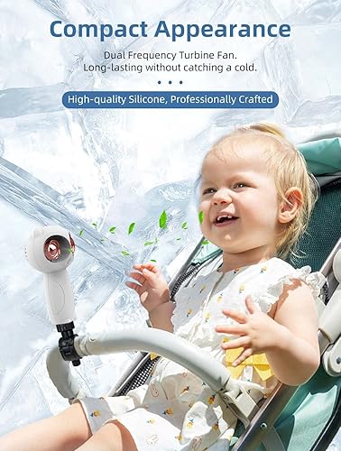 Miniatura 2 de KENSUKA Mini ventilador portátil para cochecito con aromaterapia, clip universal giratorio de 360 desmontable, ventiladores de mano pequeños 3 en 1,