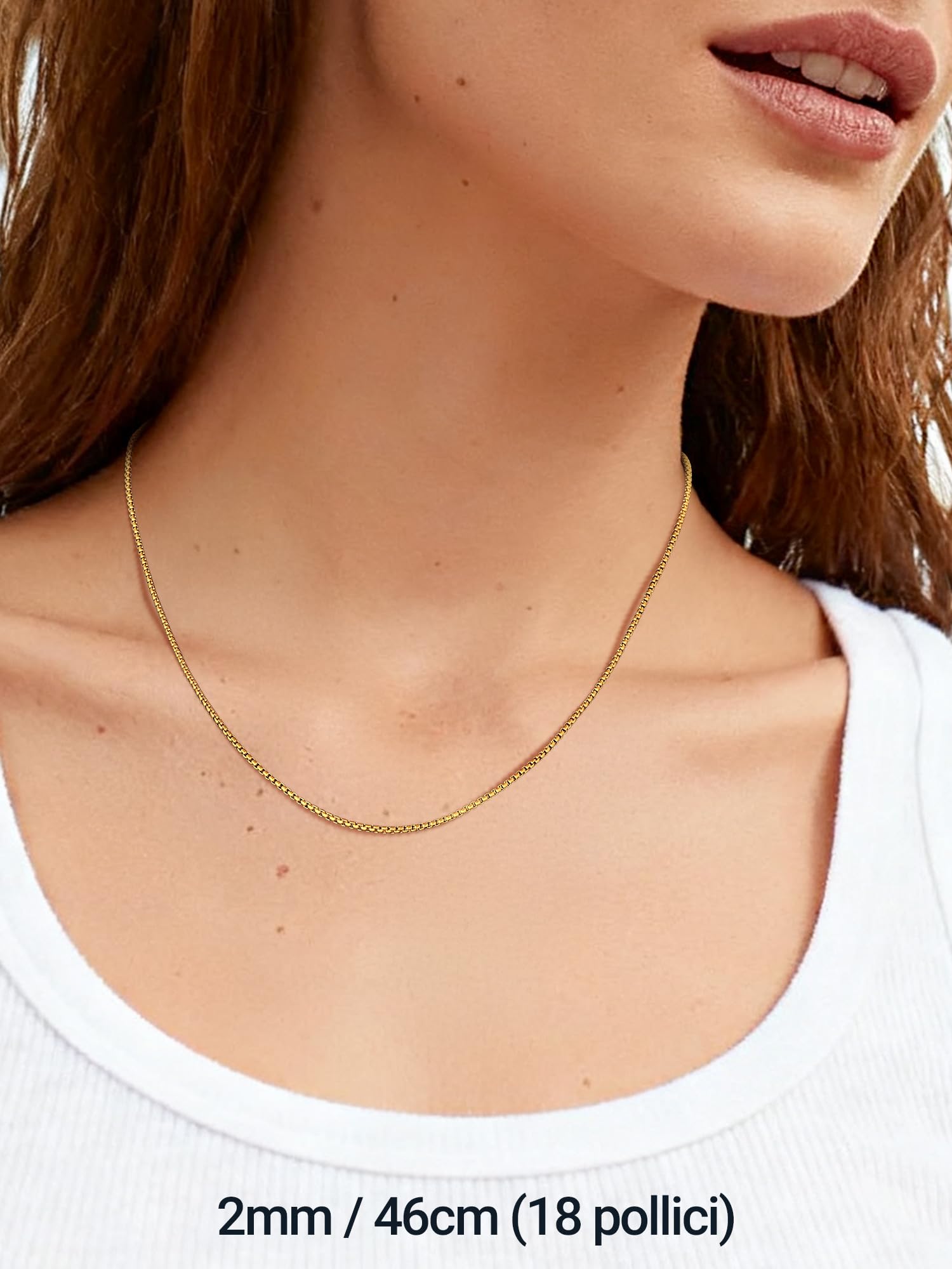 PROSTEEL Collana Uomo Donna a Catena Scatola Quadrata, Acciaio Inossidabile/Placcato Oro 18K, 3mm 6mm Larghezza, Collana Lunga Corta Sottile Grande, Argento Oro Nero, Regalo Perfetto (con Confezione)