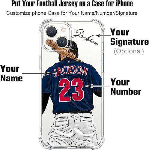 Miniatura 2 de Funda de béisbol transparente con nombre y número personalizados para iPhone 17 Air 16 15 Pro Max 14 13 Mini 12 11 Xs Xr SE3 8 7 6 Plus, con 4