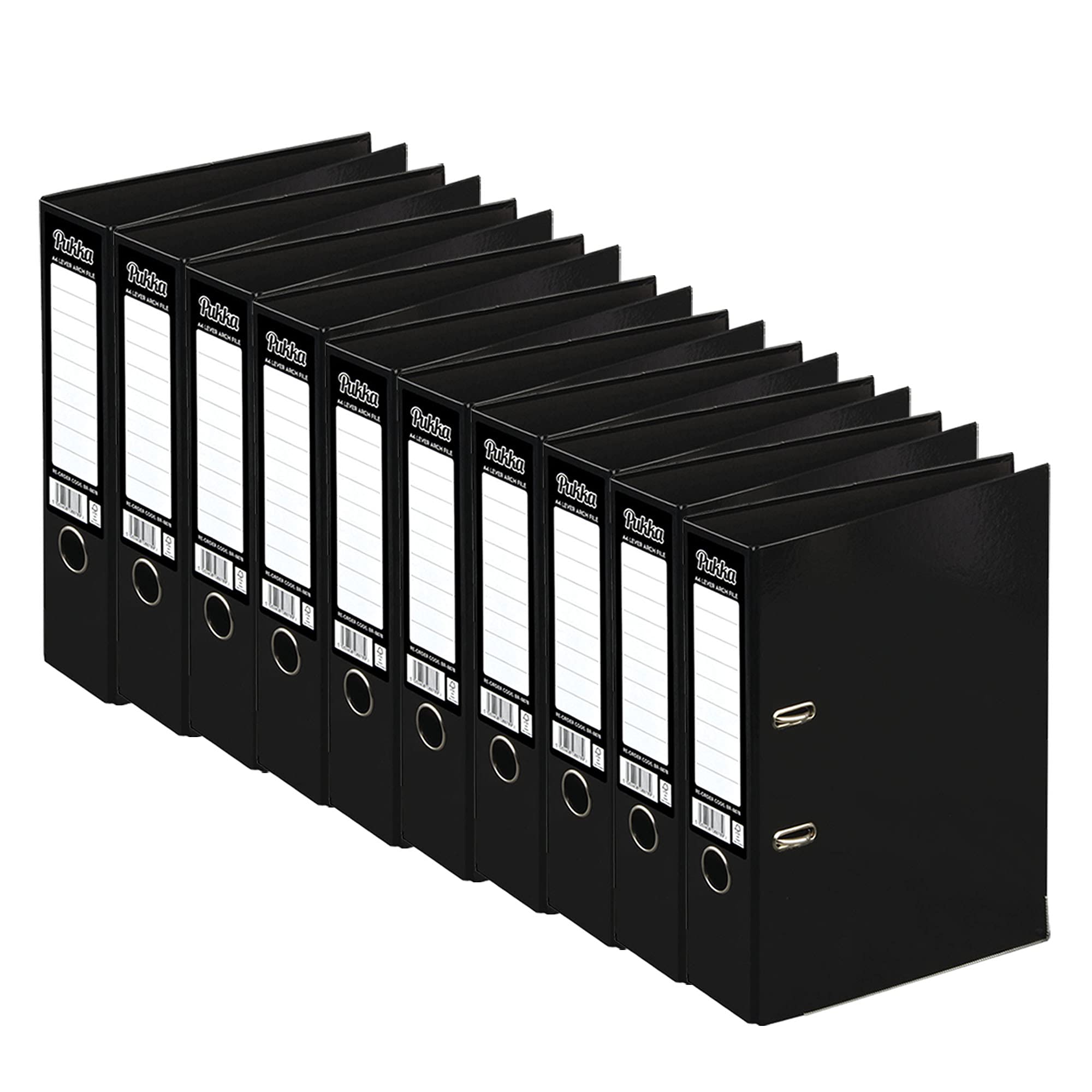 ED 10 x Pukka A4 Glossy 2-Ring Lever Arch File School Work Office 75mm Spine File Organiser (Black) — image 1