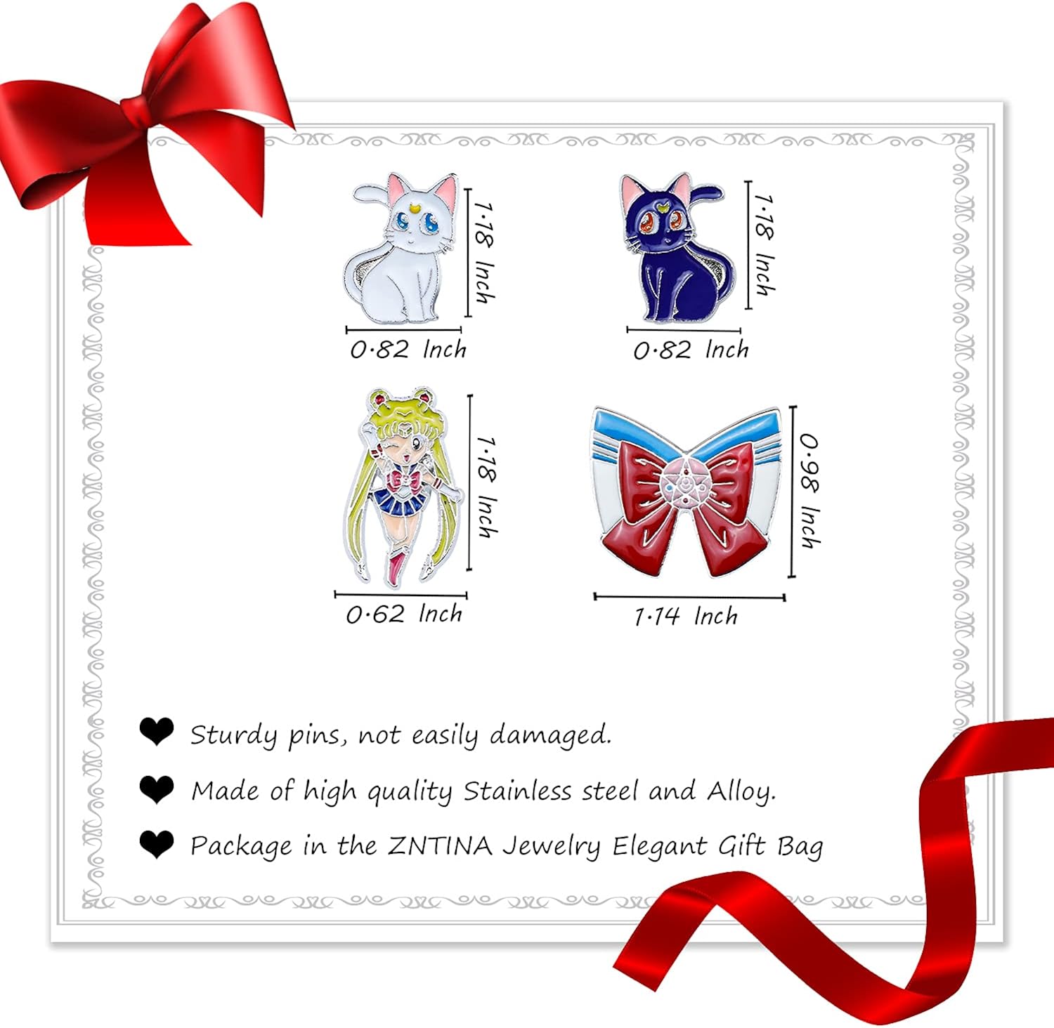 Miniatura 2 de Moon Girl Cartoon 4pcs Brooch Moon Girl Luna Enamel Lapel Pin for Girls Anime Collectible Pins