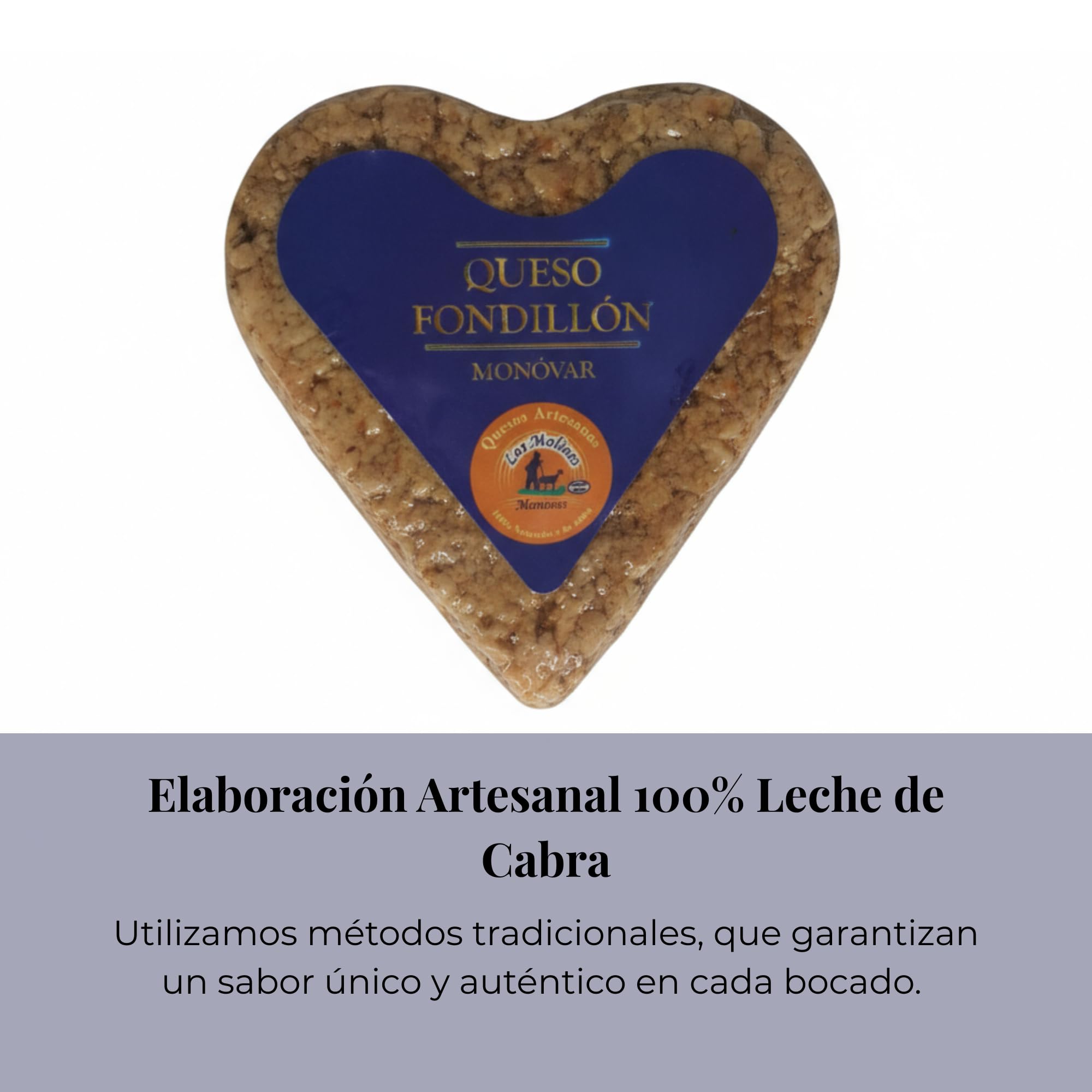 Queso Artesano Fondillón 100% de Leche de Cabra Entero 380 gr | Queso Gourmet Forma de Corazón Elaboración Tradicional y Casera con Ganadería Propia | Sabor Único y Natural (CON CAJA)