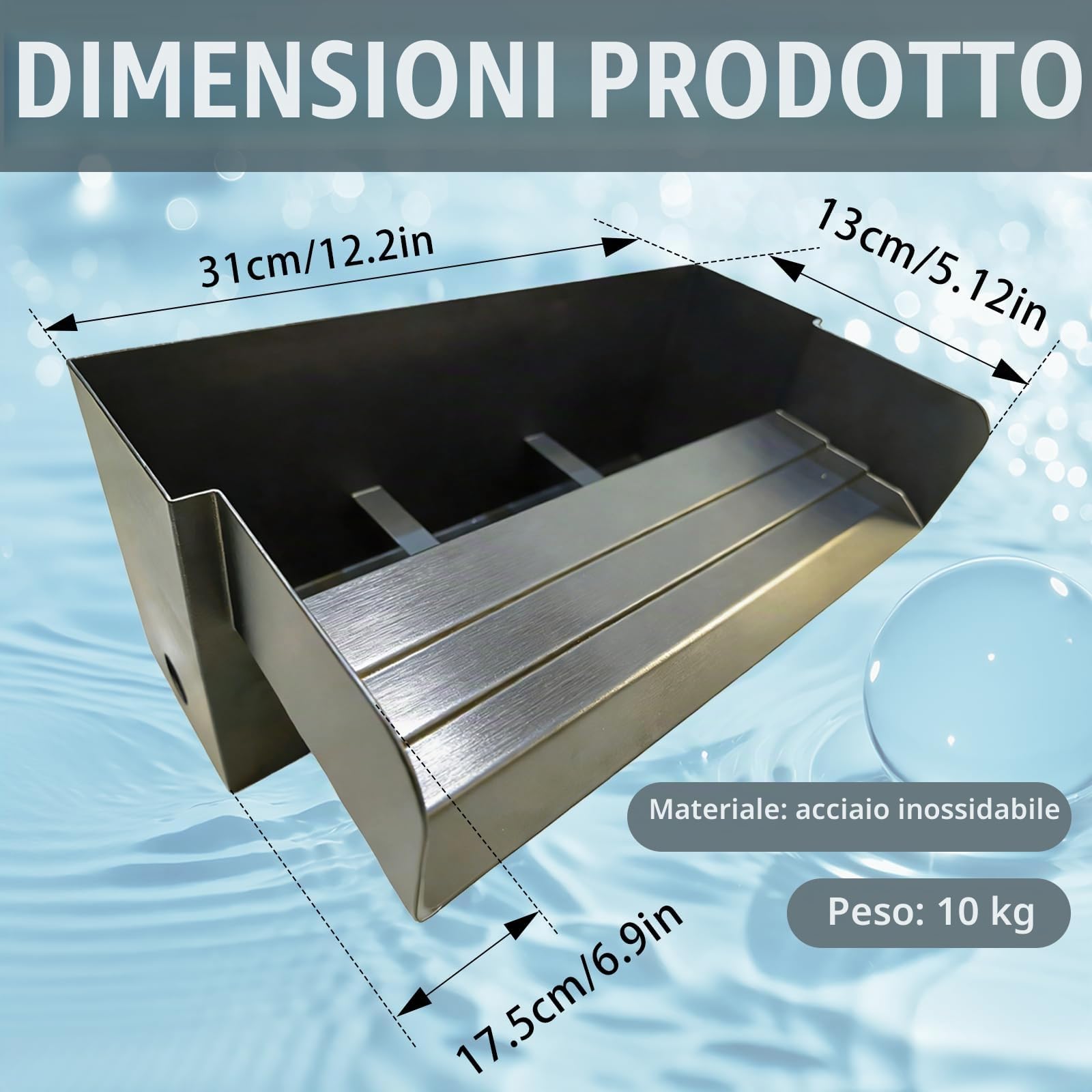 Set Cascata Per Laghetto Da Giardino, Fontana A Cascata In Acciaio Inox Da 30cm Per Laghetto Da Giardino Elemento Decorativo Per Laghetto Da Giardino Patio Terrazza Spazio Esterno (Senza pompa)