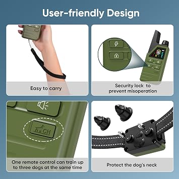 Dog Shock Collar 2 Dogs (5-120Lbs) - 4500FT Dog Training Collar with 3 Training Modes, Security Lock,Reflective Nylon Colar,IP67 Waterproof&Rechargeable e-Collar with Remote for All Breeds, Sizes
