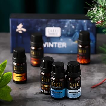 CAKKI Winter Essential Oils Set - 6 Scents for Diffusers, Candles, Soaps, Gifts