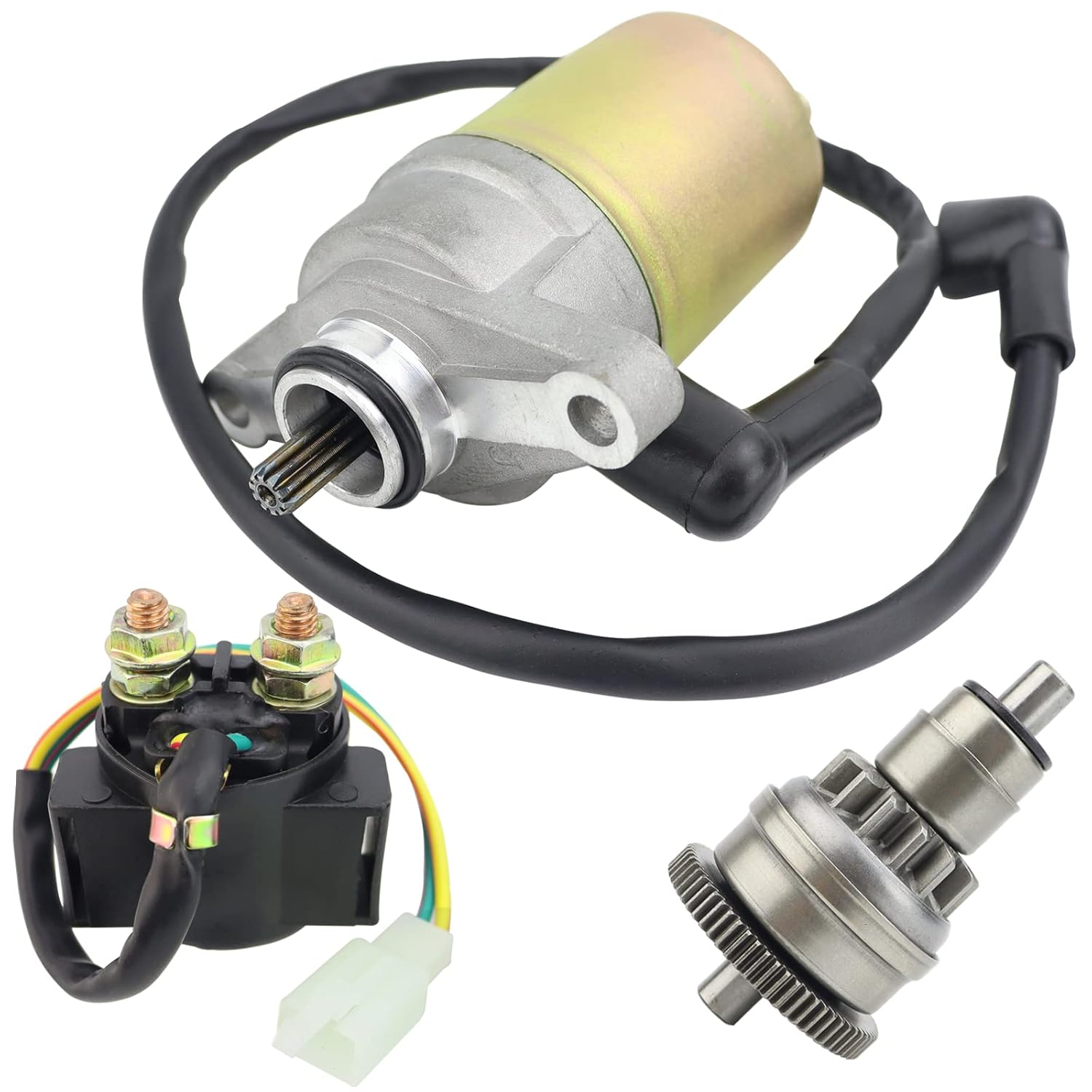 STABSOLI Starter Motor & Drive & Solenoid Relay Fit for GY6
