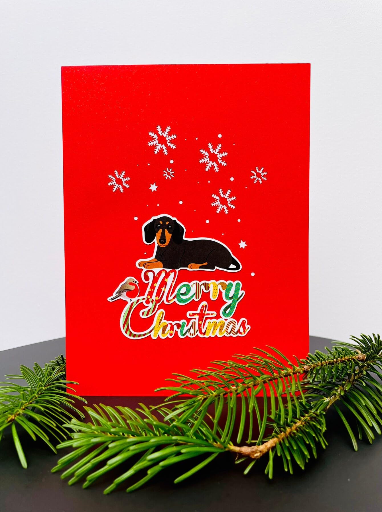 Christmas Dachshund dog 3D Pop Up card.A Delightful and fun holiday surprise greeting card gift for kids friends - Image 4