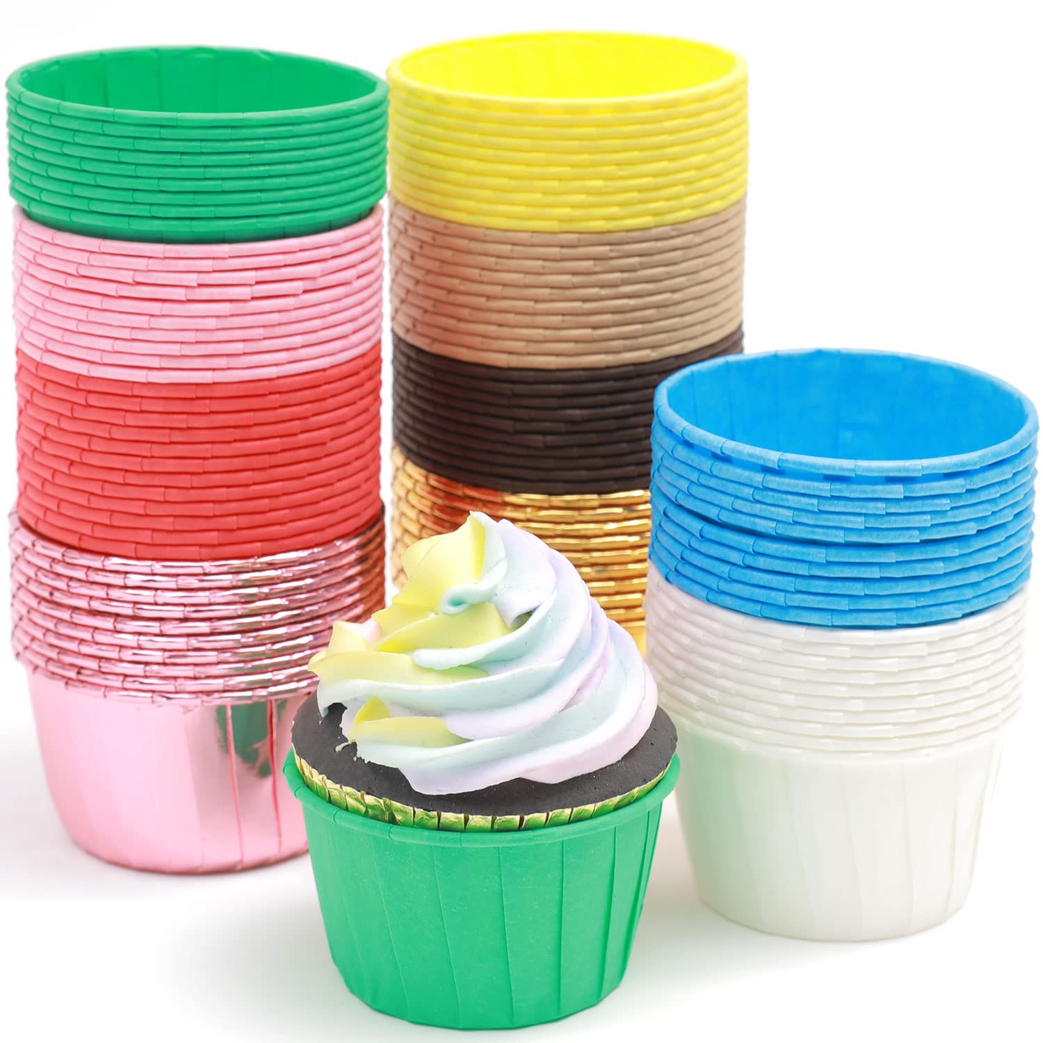 Cupcake Liners Paper 100 pcs 10 Different Color Thick ? Sturdy Grease