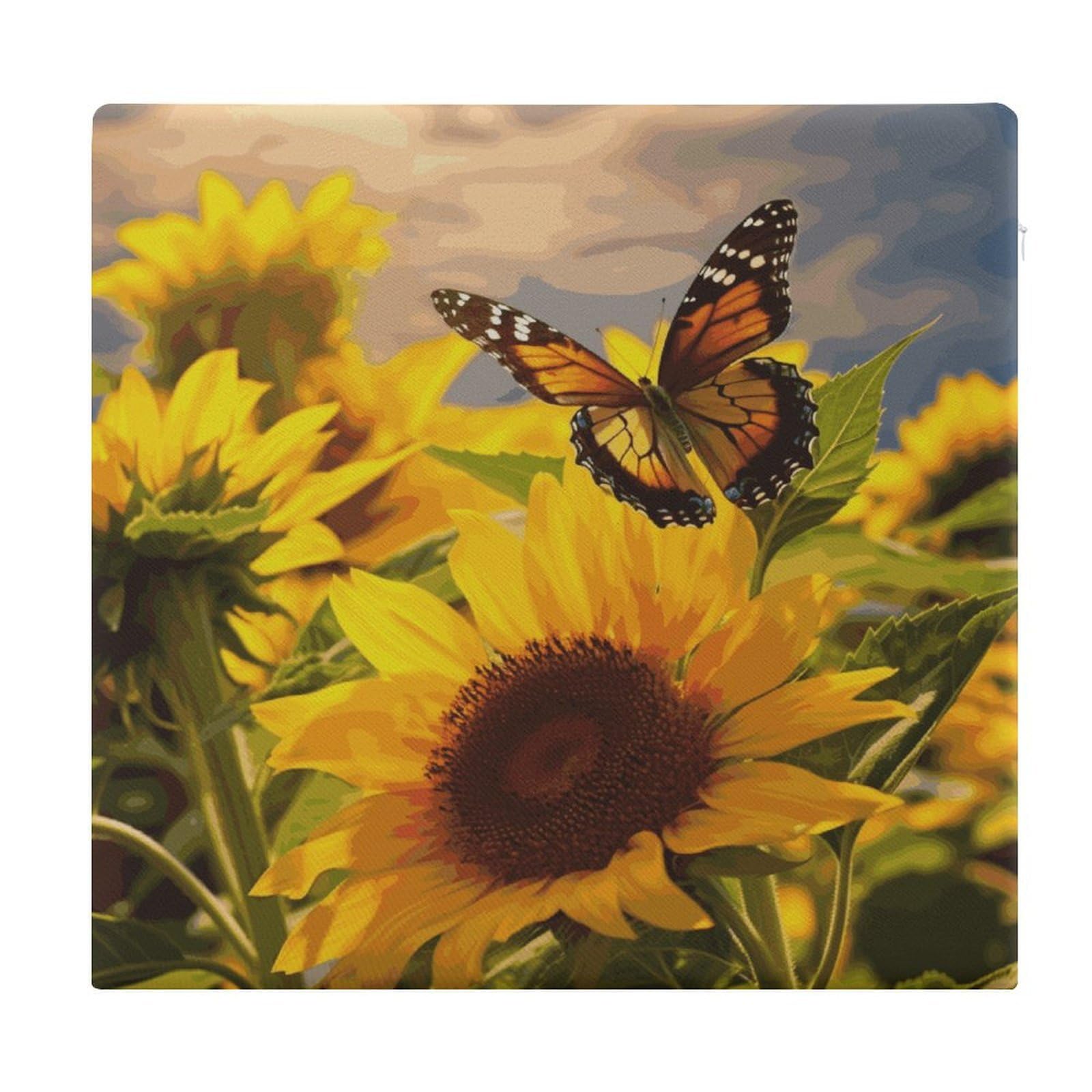 Adfgyerh Style Sunflower Butterfly Cushions Memory Foam For Adults, Seat Cushion Chair Pads Soft, Square Pillows For Dining, Kitchen, Office, Patio Chairs