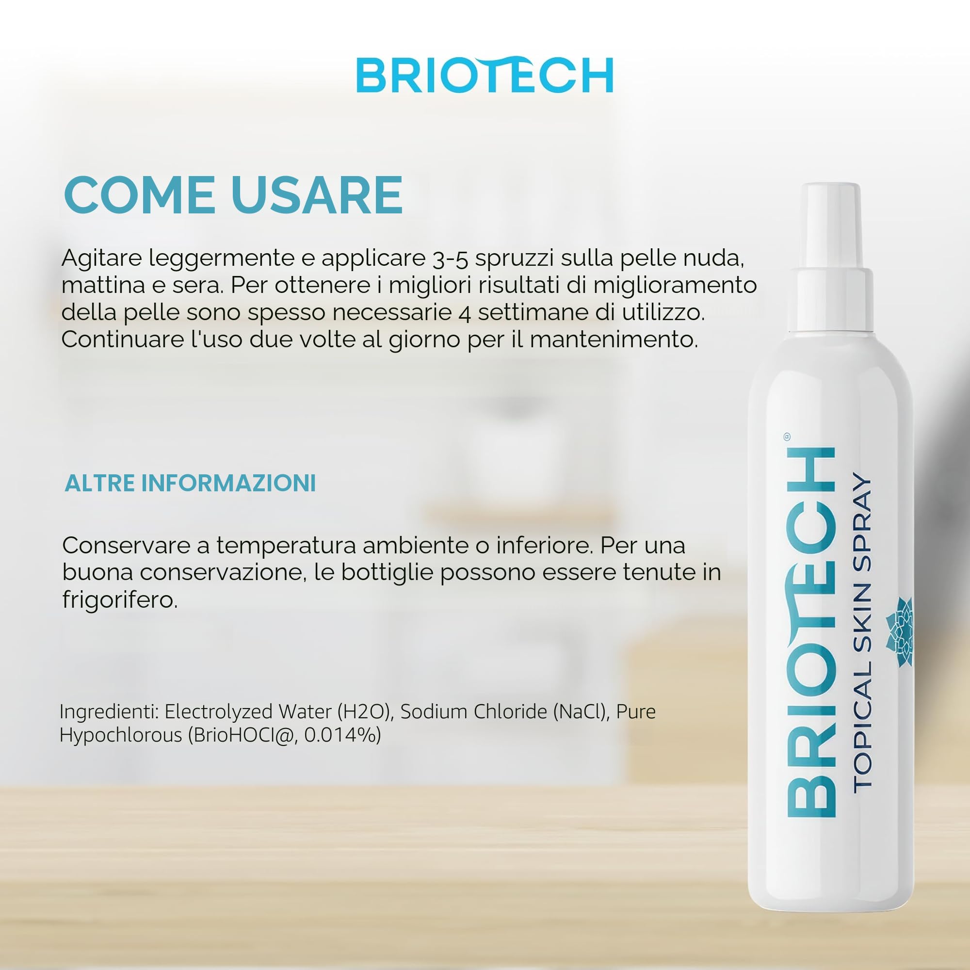 BRIOTECH Topical Skin Spray - Spray lenitivo per il corpo, per pelle irritata, cuoio capelluto, prurito, eruzione cutanea, scottature, spray idratante, spray per piercing, 100 ml