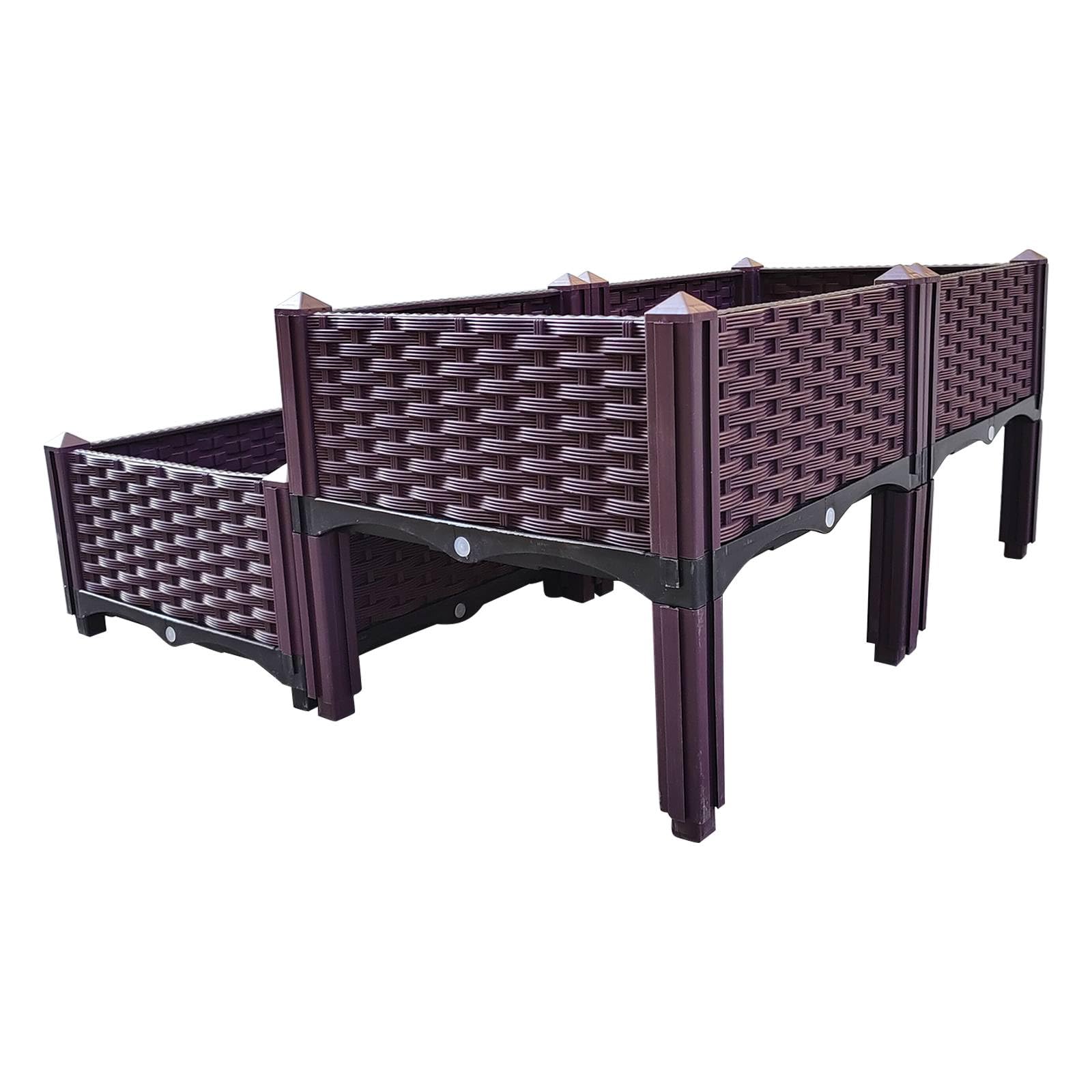 Bancal alto para jardín, kit de plantación de plástico, jardineras altas para interiores y exteriores, balcón, patio, accesorios de jardín, jardinera trapezoidal, fácil montaje