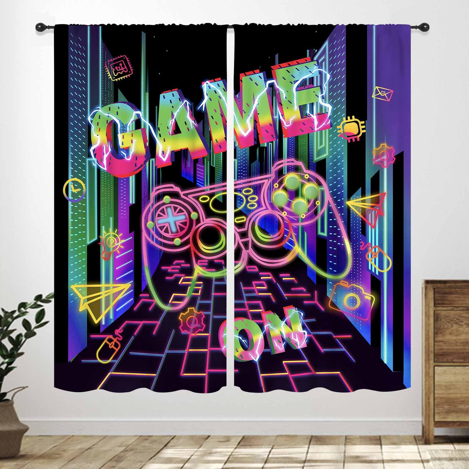 Gaming Curtains for Boys Bedroom,Modern Color Game Controller Window Drapes Kids Teens Video Game Gamepad Window Treatments for Bedroom Living Room 26