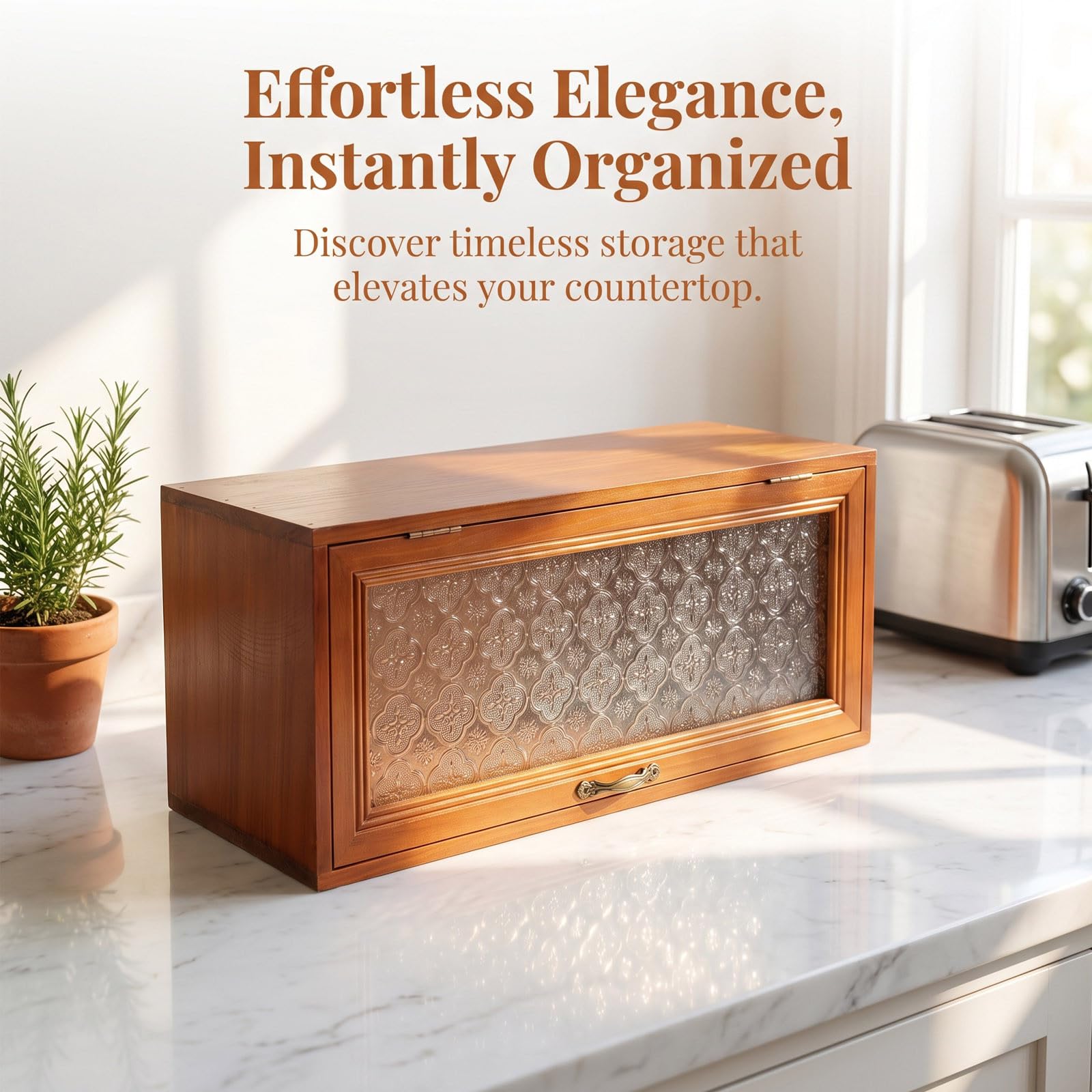 BESTOYARD Scatola Organizer da Tavolo in Legno Vintage Finestra in Vetro