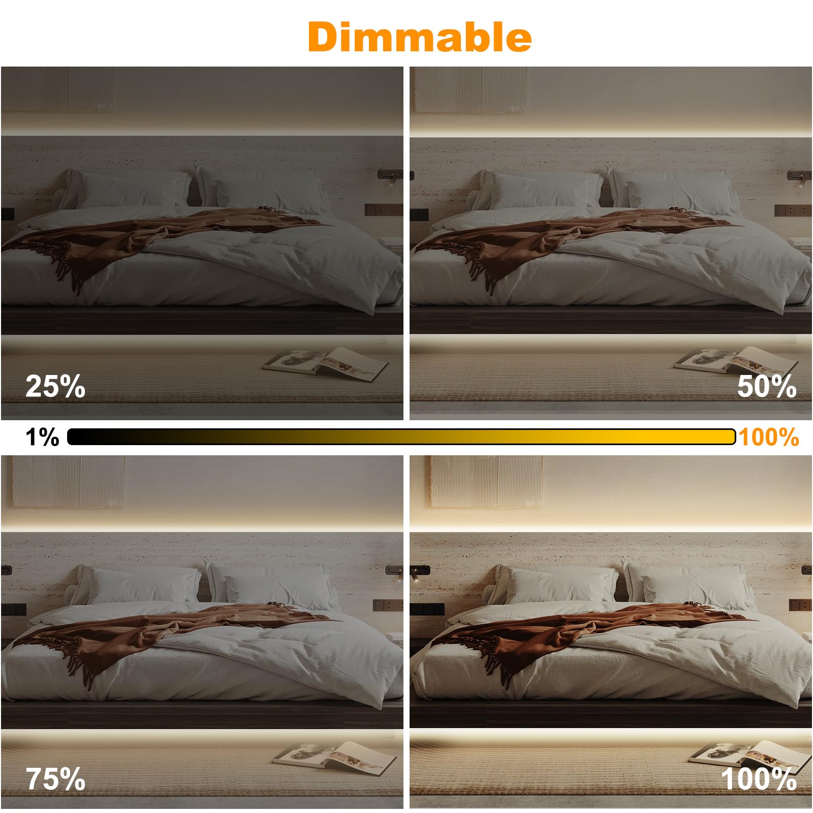Tatazone - Tira de luz LED COB blanca inteligente con aplicación y control remoto, 16.5 pies 3000 K, luz blanca cálida WiFi COB, funciona con Alexa Google, luces LED COB regulables para interiores,