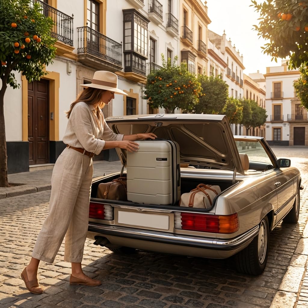 Maleta de Cabina 55x40x20 cm Expandible, Equipaje de Mano Rígido ABS Ligero 41L, Cerradura TSA, 4 Ruedas Dobles 360°, Compatible con Ryanair, Vueling y EasyJet, 2,8 kg – Color Taupe