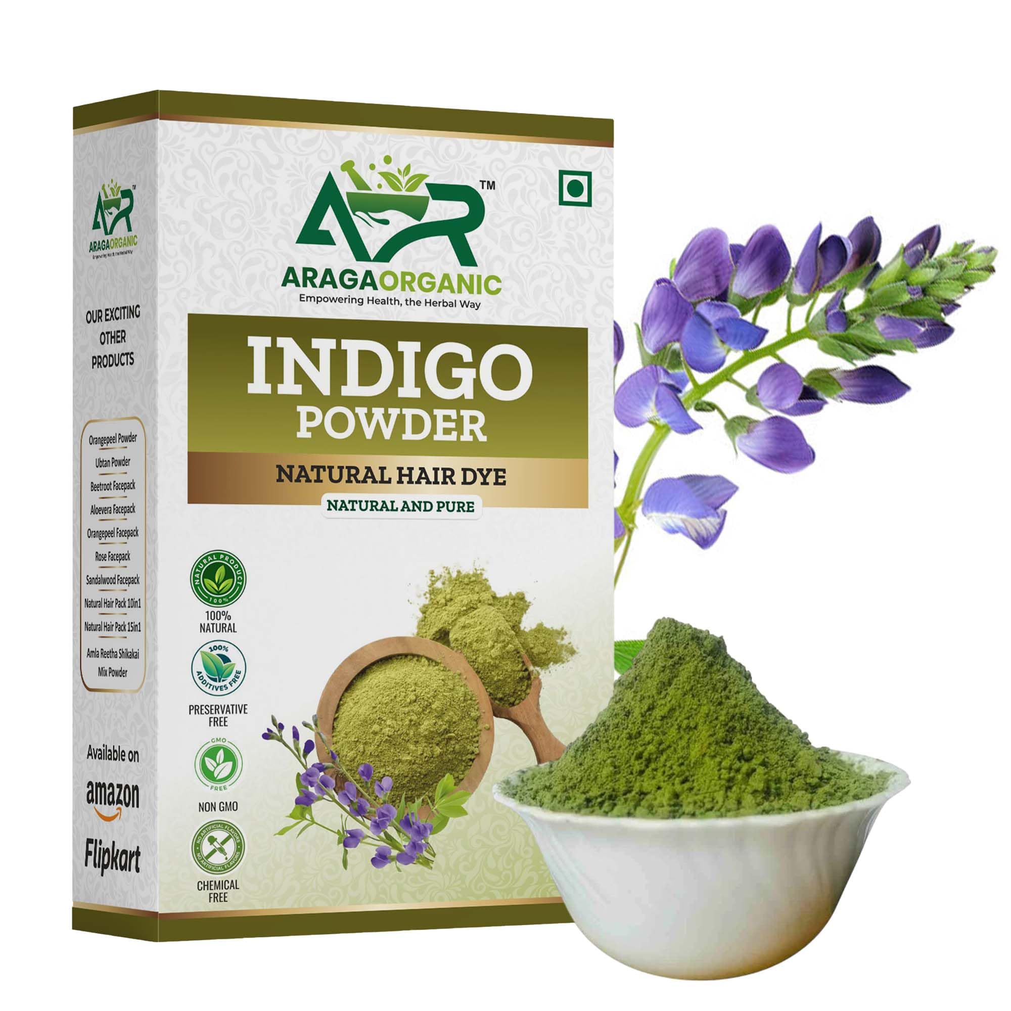 Araga Organic A Grade Indigo Powder for Black Hair (250gm) | Ideal for Hair Coloring, 100% Natural and Pure | No Chemical, No Preservatives-picture-21
