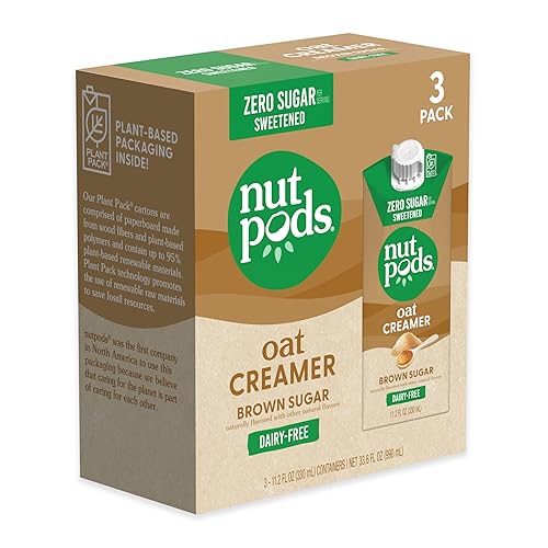nutpods Crema cetogénica de avena endulzada con azúcar morena y azúcar, crema endulzada sin lácteos con cero azúcar, 10 calorías, sin gluten, sin
