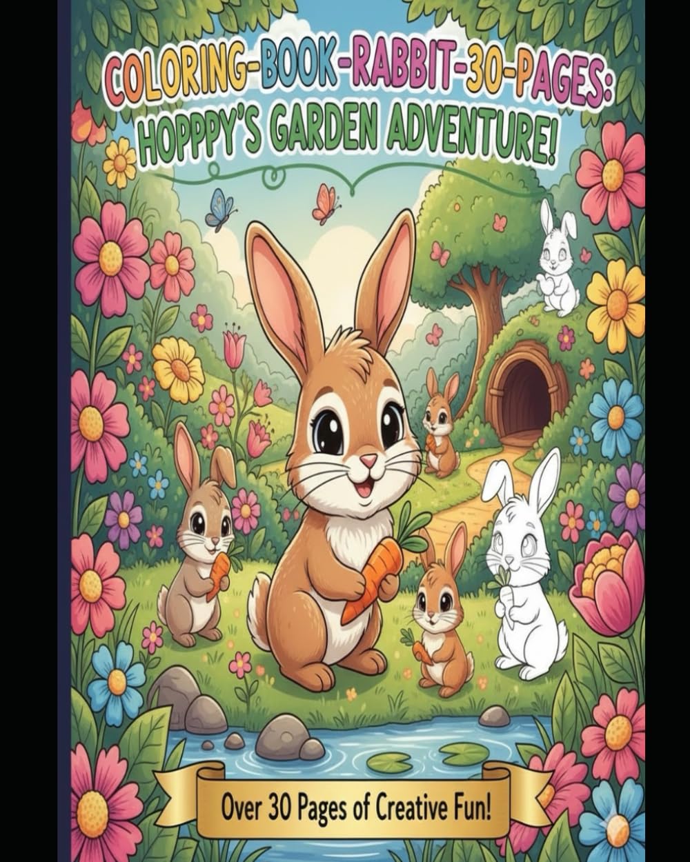 Kids coloring books: children rabbit colouring book