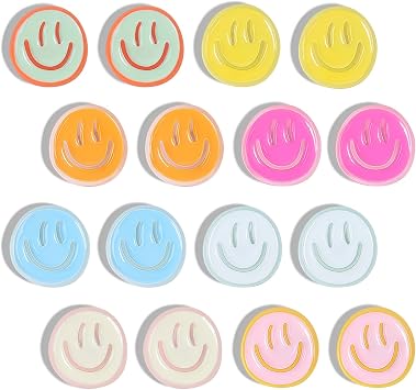 Fridge Magnets, 16Pcs Colorful Strong Refrigerator Magnets, Small Heavy Duty Magnets for Whiteboard, Locker, Office & Kitchen, Mini Cute Smile Face Magnet, Funny Decorative Magnet for Classroom