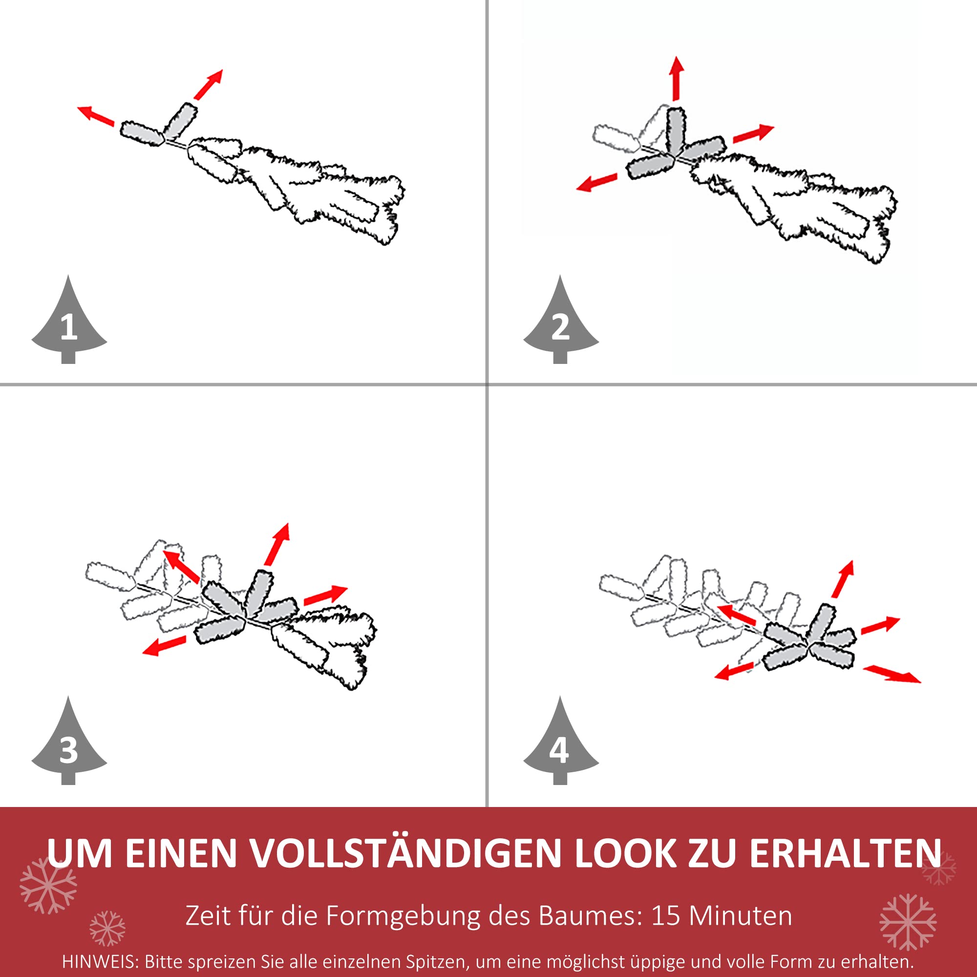 HOMCOM Künstlicher Weihnachtsbaum 210 cm mit 499 Spitzen für Drinnen Grün