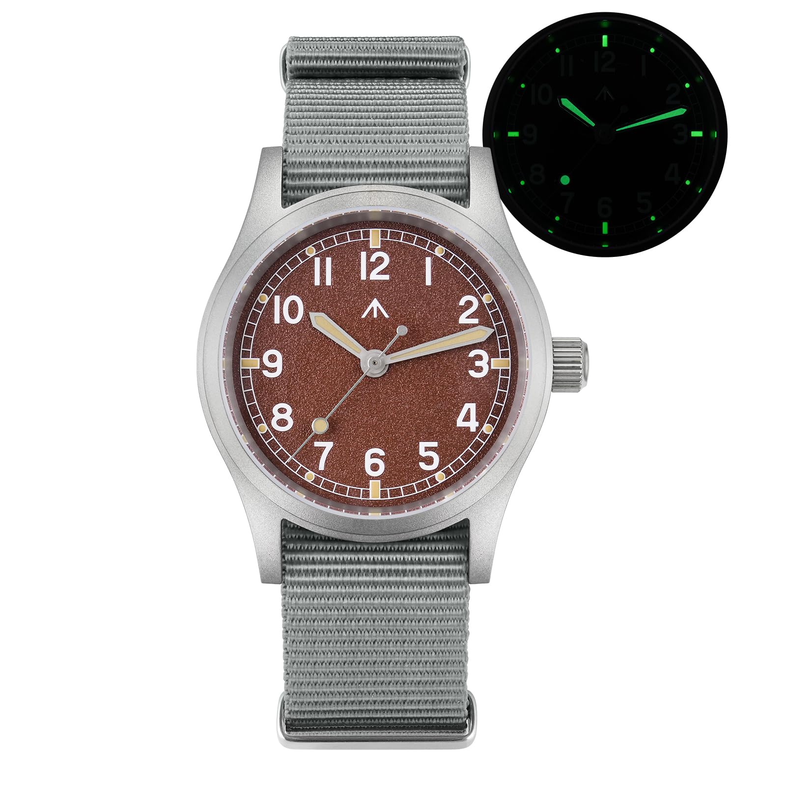 Militado ML12 - Reloj para hombre de 38 mm - Reloj suizo Ronda 515 con movimiento abovedado de cristal de zafiro C3 luminoso 100 m impermeable