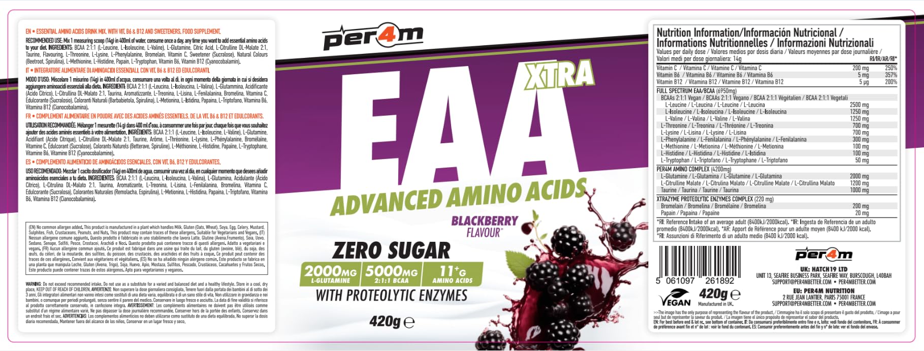 Per4m EAA Xtra (420g) Blackberry - Aminokwasy - EAA