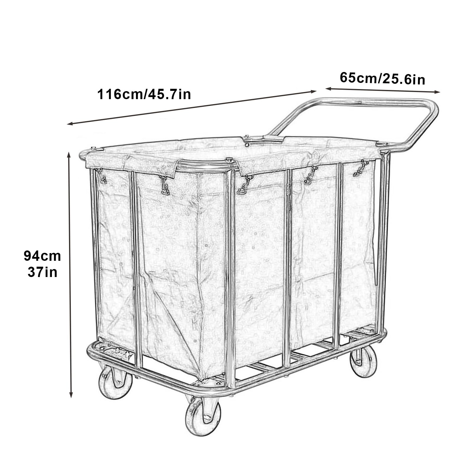 Carrello Portabiancheria Commerciale da 400 Litri - Carrello con Ruote per Riporre I Vestiti in Casa, Hotel, Ostello O Ristorante - Cesto Portabiancheria Blu