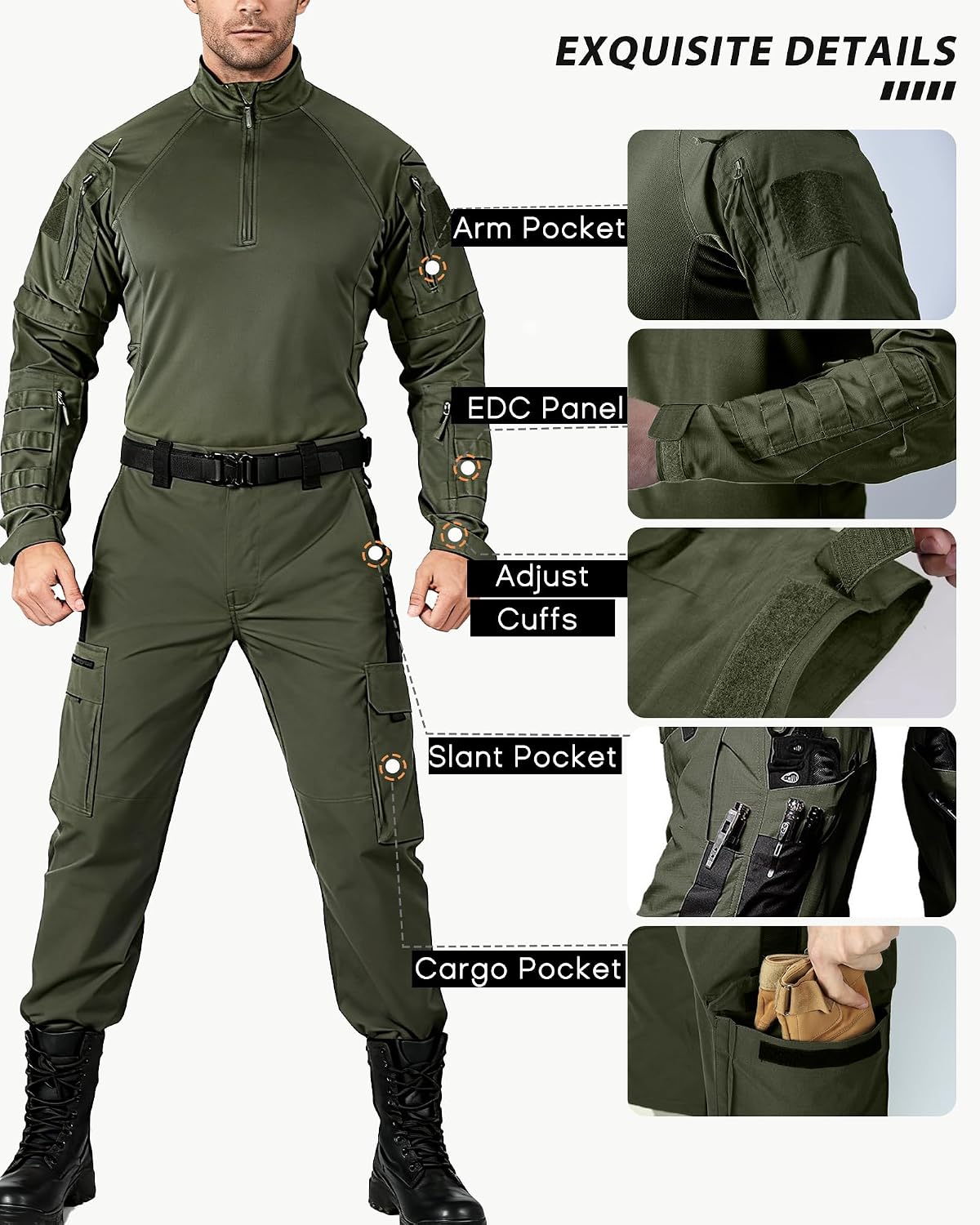 Mens Tactical Suit Army Military Uniforms Combat Shirt and Pants Set Durable Airsoft Clothes for Paintball Hunting