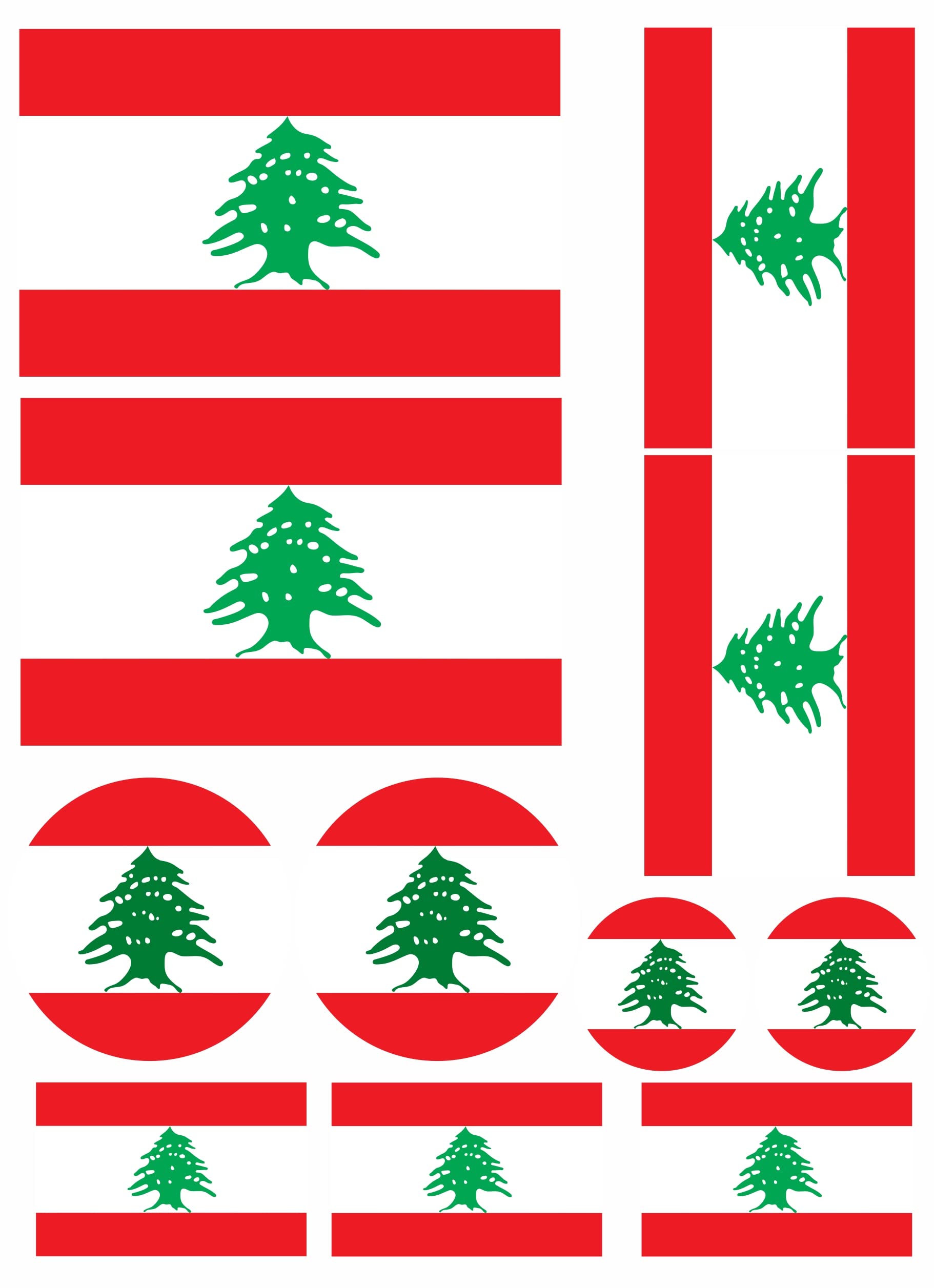 Daged Lot De 11 Drapeaux Du Liban - Autocollant - Pour Voiture, Moto, Motard, Bureau - FS